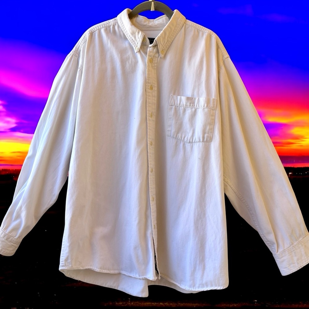 John Ashford White Long Sleeve Shirt Button Down Collar Cotton Oxford Mens XL